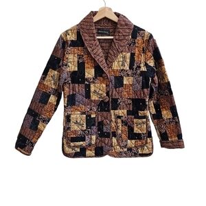 Donna Sharp 2003 Quilted Button Front Blazer with Corduroy Accents, Size Small